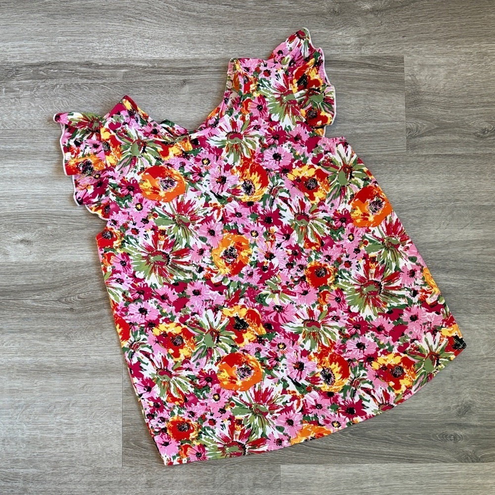 SHEIN floral print ruffle sleeve top